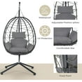 thumbnail image 3 of E-Western Egg Chair with Stand Indoor/Outdoor Swing Seat Patio Wicker Hanging Hammock for Living Room Balcony Garden 198 characters, 3 of 11