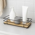 thumbnail image 2 of Bathroom Organizer Bamboo Tray Black Metal Wire, 2 of 6