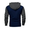 thumbnail image 4 of QHRMKOG Men Hoodies Loose Fit Color Block Hooded Sweatshirrt Casual Long Sleeve Drawstring Pullover Hoodies Winter Warm Tops with Pockets Gray M, 4 of 5