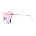 thumbnail image 3 of Womens Shield Oversize Large Butterfly Shape Hippie Sunglasses Gold Pink Blue, 3 of 4