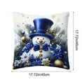 thumbnail image 3 of Kumdkd Christmas Pillow Cover Linen Blue and Gold Print 18x18 Inch, Festive Holiday Decor for Living Room Sofa Couch Decorative Pillowcase, 3 of 6