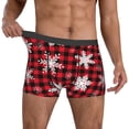 thumbnail image 2 of Kdxio Men's Boxer Briefs with Snowflakes On A Buffalo Plaid Christmas Print - Comfortable and Breathable Underwear for Everyday Wear, 2 of 7