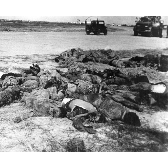 Vietnam Guerre-Têt Offensive. Viet Cong Mort après une Attaque Offensive Tet sur le Périmètre de Tan Son Nhut Base Aérienne. Fév. 1 Histoire (24 x 18)