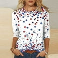 thumbnail image 2 of Riecok 3/4 Sleeve Blouses for Women Independence Day Crewneck Celebration Tees Casual Patriotic Tunic Tops, 2 of 4