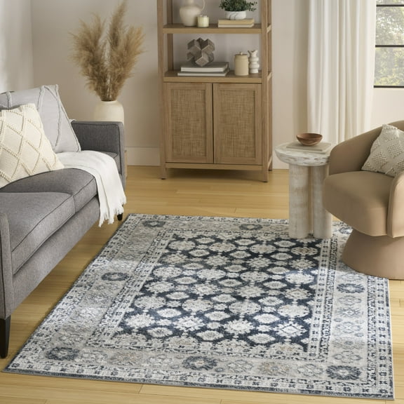 Nourison Dekor 5'3" x 7' Grey Navy Vintage Indoor Rug