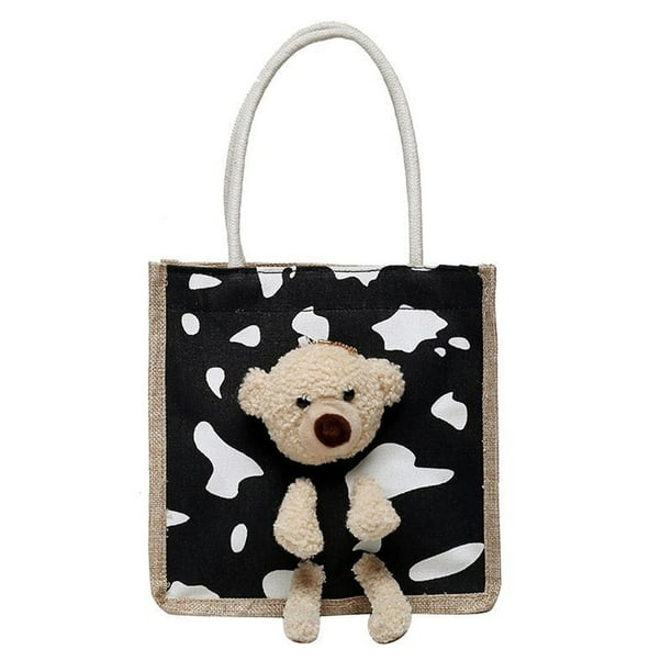 TIMIFIS Lovely Bear Bag Female Cartoon Student Hand-held Cloth Single  Shoulder Zipper Bag Tote Bag For Women - Baby Days 