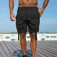 thumbnail image 7 of TKYCMSUAKI Big and Tall Shorts for Men Trendy Elastic Waisted Drawstring Baggy Short Solid Color Cargo Shorts with Zipper Pockets, 7 of 7
