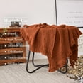 thumbnail image 5 of MY  Cotton Muslin Throw Blanket for Bed, Couch, Knit Woven Gauze Blanket with Tassels, Soft Lightweight Cozy Pre-Washed Breathable Farmhouse Decoration for All-Season (Rust Orange), 5 of 9