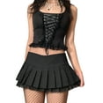 thumbnail image 3 of Douhoow Summer Stripe Mini Pleated Skirts Women Goth Black Low Waist Short Skirts, 3 of 9