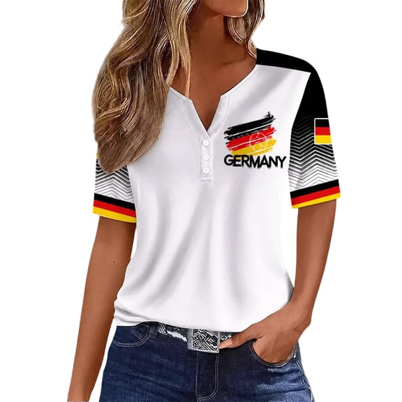 Soccer Jersey Shirts Women Elegant Print For Casual Everyday Wear Germany Team Graphic Jerseys Football Size XL