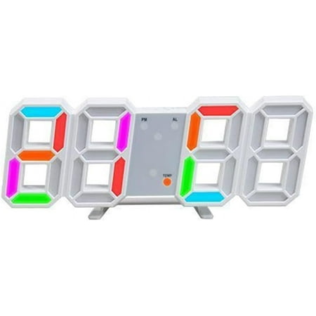LINLIN 3D LED Digital Wall Clock Wall LED Number Time Clock Large Desktop Alarm Clock with 3 Adjustable Brightness Nightlight Snooze Function