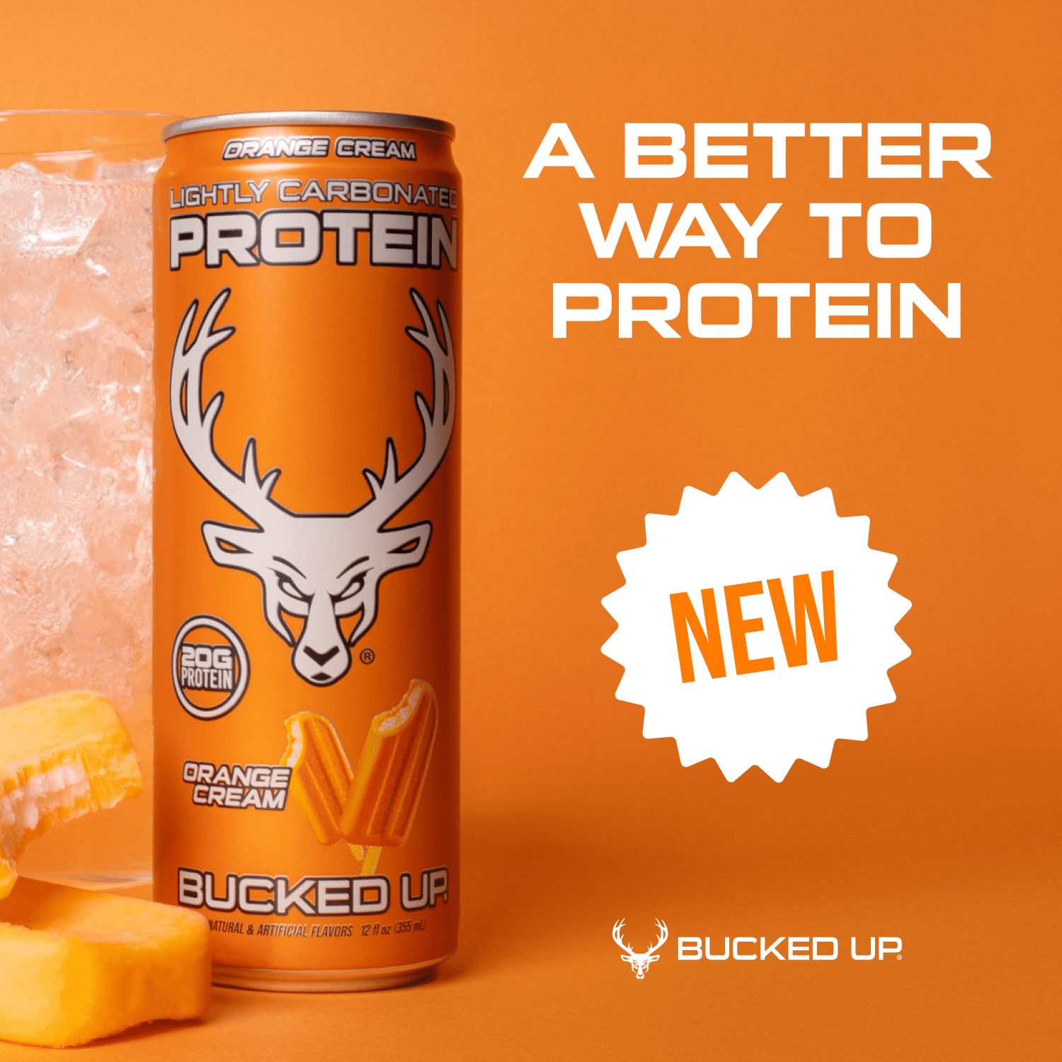 Bucked Up Lightly Carbonated Orange Cream Protein 12 fl oz 4 Pack