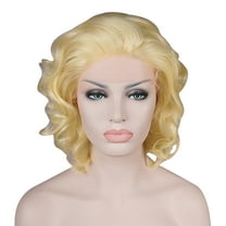 Unique Bargains Lace Front Wigs for Women 11" Blonde Medium Long Body Wave with Wig Cap