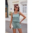thumbnail image 4 of Htigea Short Sets for Women Two Piece Matching Casual Sleeveless Tank Top and High Waisted Shorts Summer Outfits Light Blue,M, 4 of 7
