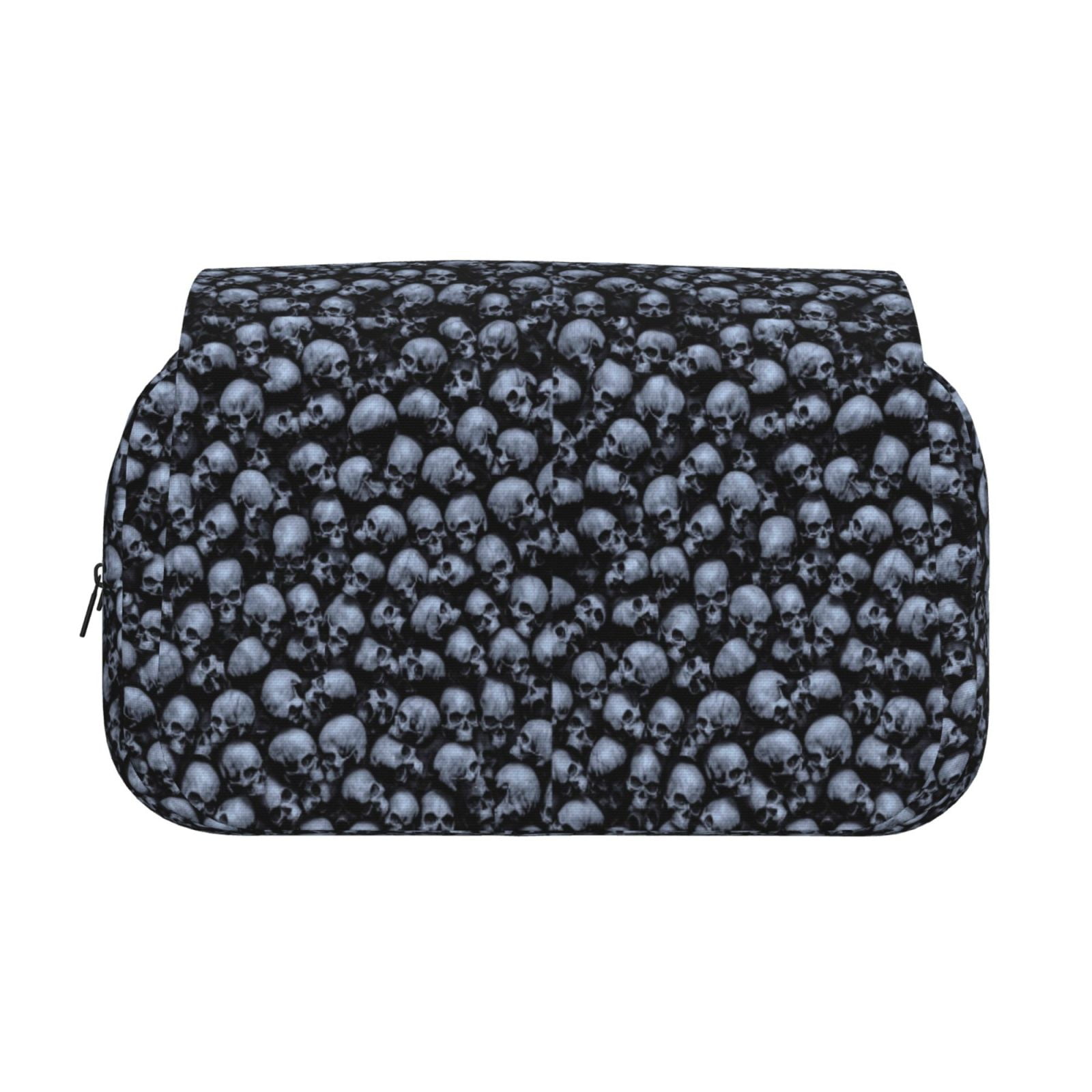 Rateoe Gothic Skull Pattern Double Clamshell Pen Case, Storage Organizer with Two Zipper Compartments– Holds Up to 50 Pencils & Pens