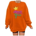 thumbnail image 2 of Rciityk Women's Long Sleeve Drop Shoulder Sweatshirts Crew Neck Mardi Gras Print Pullover Top Fall Casual Loose Comfy Blouse - Fall Savings Clearance, 2 of 4