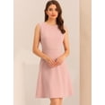 thumbnail image 2 of Vestido de trabajo para mujer Color sólido Sin mangas A-line Flare Vestidos Rosa XL, 2 of 6