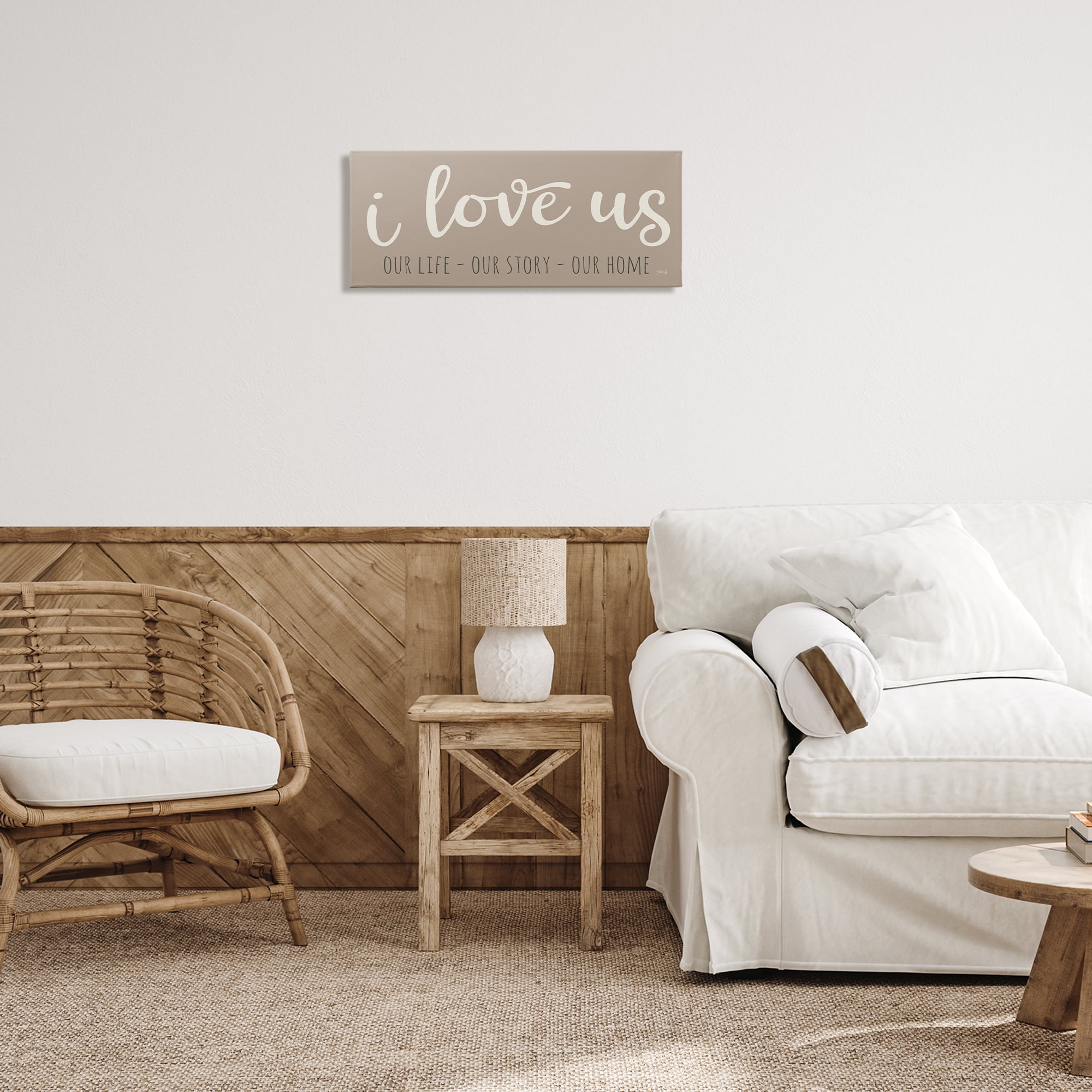 Stupell Industries I Love Us Romantic Typography Painting Gallery Wrapped Canvas Art Print Wall Art, 24 x 10