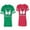 Men Green / Women Red, variant on World Greatest Boy & Girlfriend Unisex Couple Matching Cotton Jersey style T-Shirt Contrasting stripes on sleeves (Men Green / Women Black) (Men S / Women S)