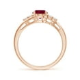 thumbnail image 2 of ANGARA Natural Oval 1.25 ct Ruby Bypass Ring with Trio Diamond Accents in 14K Rose Gold for Women (Size-8x6mm) | July Birthstone, Birthday, Anniversary, Jewelry Gift for Women | Natural Ruby Ring, 2 of 9