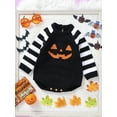 thumbnail image 4 of Infant Baby Boy Girl Halloween Clothes Pumpkin Face Sweater Romper Long Sleeve Bodysuit One Piece Fall Winter Outfit, 4 of 8