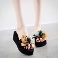 thumbnail image 4 of Mode Femmes à Enfiler à Bout Ouvert Talons Compensés Décontractés Sandales Pantoufles à Fleurs, 4 of 9
