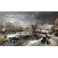 thumbnail image 2 of De Momper, Joos the Younger 14x10 Black Ornate Wood Framed with Double Matting Museum Art Print Titled - A Village In Winter, 2 of 4