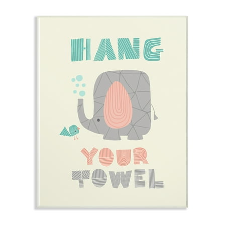 Kid Art Elephant - The Kids Room by Stupell Hang Your Towel Mod Elephant Wall Plaque Art, 10 x 0.5 x 15