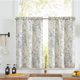 thumbnail image 1 of Cortinas Jinchan con estampado floral de lino azul, 90 x 60 cm, 2 paneles, 1 of 9