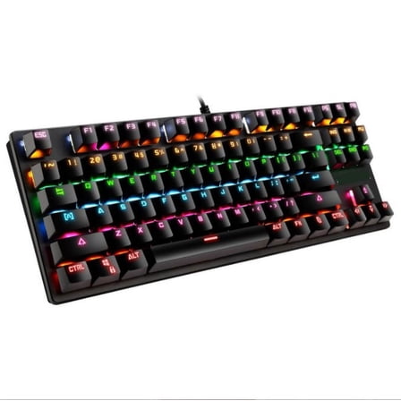 Gaming Keyboard Mechanical Keyboard, Rainbow LED Backlit Floating Keyboard, 87-key Anti-ghosting, Ergonomics, Waterproof