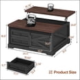 thumbnail image 2 of Itaar 39.4'' Lift Top Coffee Table with Storage, Farmhouse Coffee Tables for Living Room, Square Coffee Table with Large Hidden Compartment & 2 Drawers & Adjustable Shelves, Black, 2 of 18