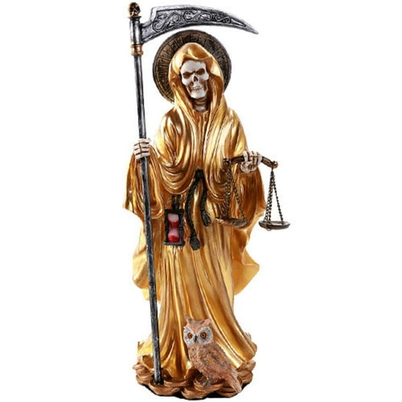 Pacific Giftware Santa Muerte Santo de la Santa Muerte Estatua religiosa de pie 10 pulgadas Power Prosperity Success (oro)