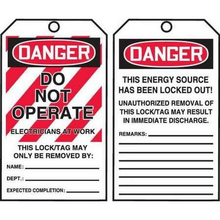 accuform signs tar400 danger tag by the roll, 6-1/4 x 3, pk 100