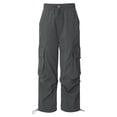 thumbnail image 3 of Yeahdor Kids Girls Casual Cargo Pants Solid Color Joggers Sweatpants with Four Pockets Hip Hop Dance Trousers Dark Gray 14-15, 3 of 7