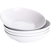 Bestone Home 4 Piece 9.3 Inch Stoneware Pasta Bowl Set,White Round Porcelain Bowls，40-oz