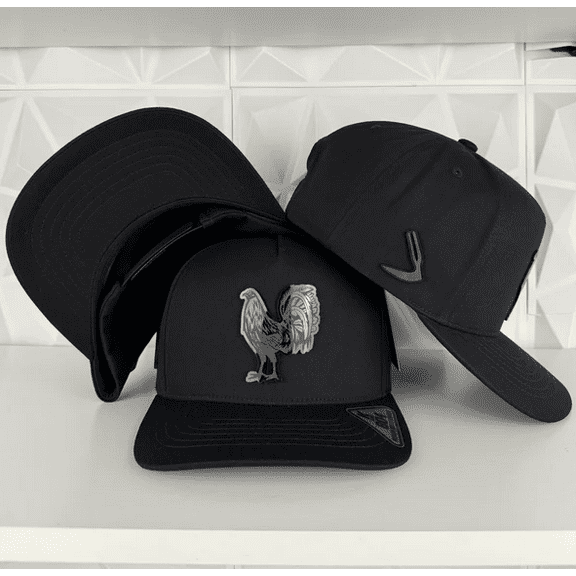 Rooster Logo Black Trucker Hat, Stylish All Black Snapback Cap, Unique Farm Animal Headwear for Men Women, Adjustable & Trendy Streetwear Accessory, Perfect Gift Idea