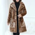 thumbnail image 2 of Lovskoo Womens Winter Coats Faux Fur Jacket Thick Warm Long Sleeve Open Front Outerwear Solid Blouse Coat Tops Button Overcoat Khaki, 2 of 9