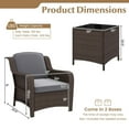 thumbnail image 3 of Costway 3 PCS Outdoor Patio Furniture Set with Cushions and Tempered Glass Coffee Table, 3 of 10