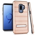 thumbnail image 2 of Kaleidio Case For Samsung Galaxy S9 Plus G965 [Vector Armor] Slim TPU [Shockproof] [Brushed Metallic] Hybrid Kickstand Carbon Fiber Accent Cover w/ Overbrawn Prying Tool [Rose Gold/Black], 2 of 4