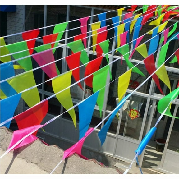 GOOHOCHY 100m Bunting Banner Multicolor Pennant Banners Flag Outside Party Banner for Wedding Birthday Party Brand Opening Home Decors