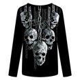 thumbnail image 5 of Camiseta de manga larga con estampado de cuello redondo a la moda para mujer, blusas informales sueltas Fridja  hkj2781, 5 of 5