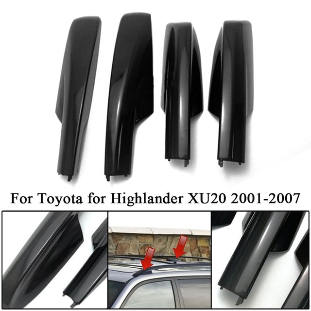 ALLTIMES 4PCS Roof Rack Cover Rail End Cap Replacement for Toyota for Highlander XU20 2001-2007, Black ABS