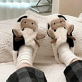thumbnail image 4 of Up to 65 off!Chiccall Cute Cow Slippers , Fuzzy Plush Cotton Slippers Memory Foam Slip on Anti-Skid Sole Home Shoes Indoor Outdoor House Slippers for Women and Girls,on Clearance, 4 of 5