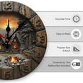 thumbnail image 2 of Wall Clock Decorative - Rustic Cabin Fire Print 2D Vintage Wall Clocks Battery Operated Silent Non-Ticking for Bedroom, Living Room, Kitchen, Office, Classroom, 10 Inch, 2 of 7