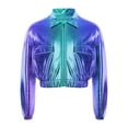 thumbnail image 6 of iiniim Girls Kids Sequins Hip Hop Jazz Outerwear Shiny Metallic Bomber Jacket Coat Disco Party Blue 10, 6 of 7