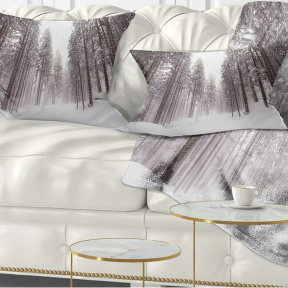 Designart Winter Scenery in Trentino Alto Adige - Forest Throw Pillow - 12x20
