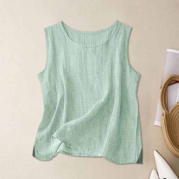 FDGIU Women‘s Summer Tank Tops - Slim Fit Sleeveless Casual Trendy Basic Tee Vacation Solid Color Tops