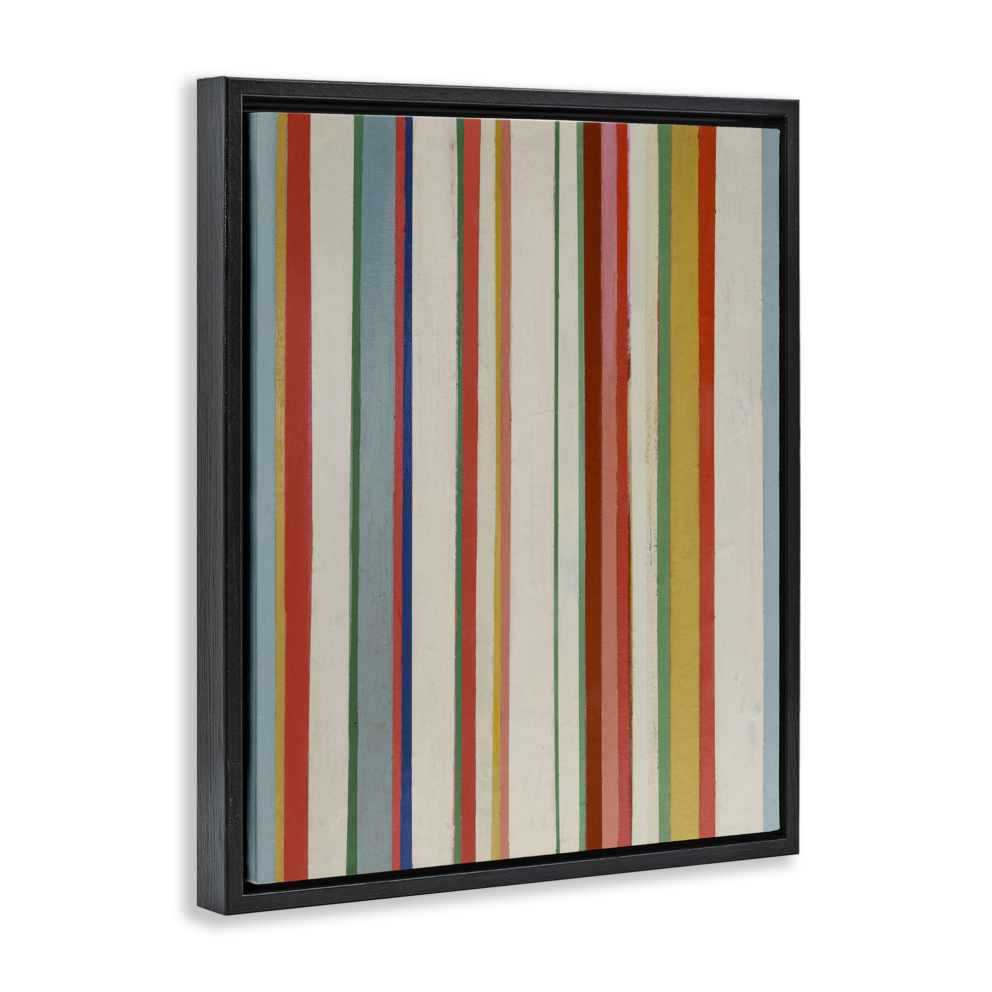 Stupell Industries Linear Rustic Stripes Abstract Painting Black Floater Framed Canvas Art Print Wall Art, 25 x 31