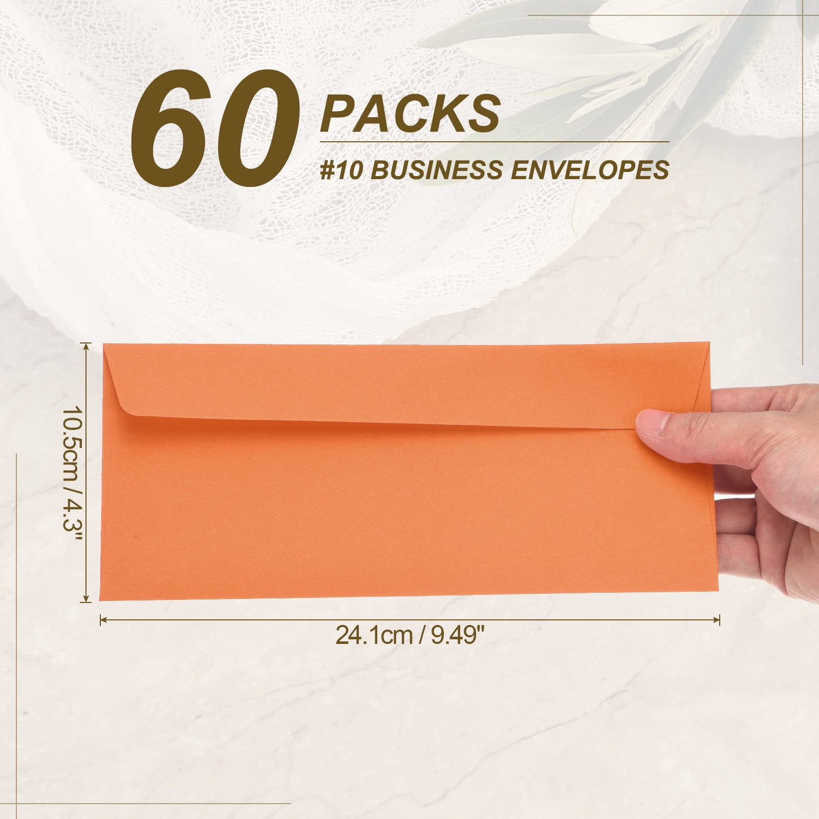 Uxcell 60 Pack Orange #10 Business Envelopes, Colored Self Seal Letter Size
