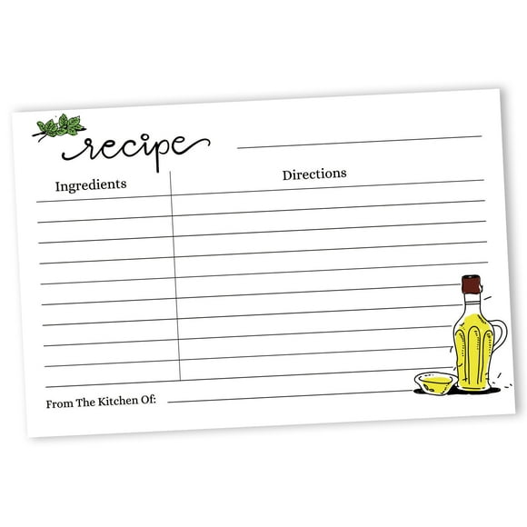 Inkdotpot Recipe Card 6x4 inch Single-Sided Recipe Design Cards Kitchen Recipe Cards Wedding-Bridal Shower-Baby Shower- Pack of 50
